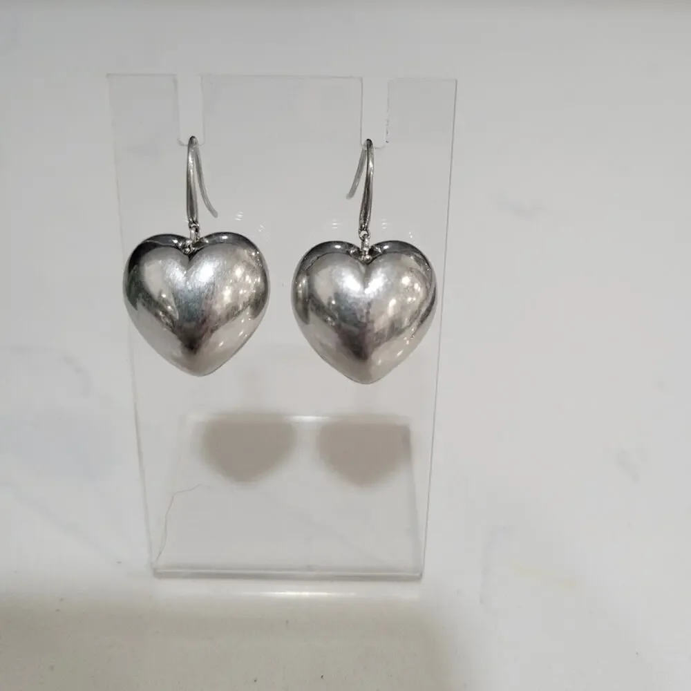 Tory Burch Heart Locket Earrings In Antique Pewter
